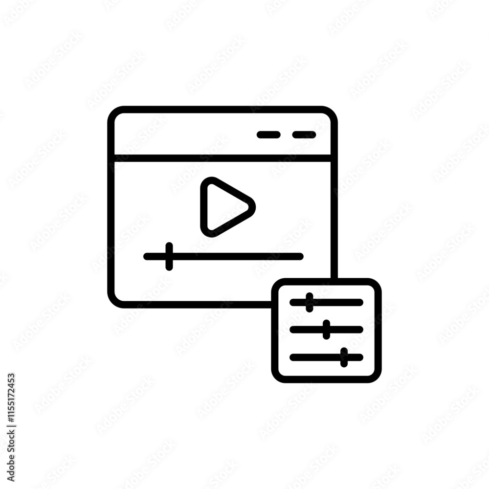 Video editing outline icons, minimalist vector illustration ,simple transparent graphic element .Isolated on white background