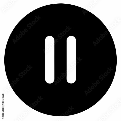 Pause Button Black Silhouette Vector