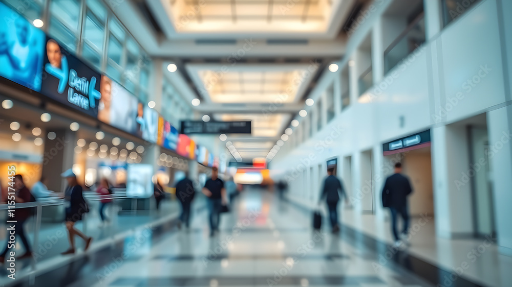 Blur airport interior design. Generative AI