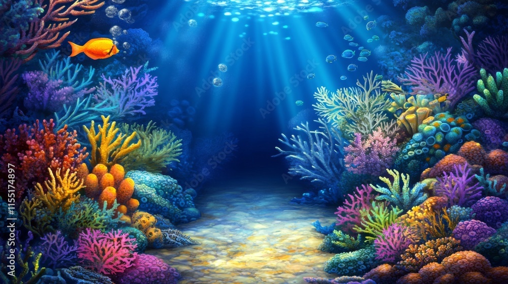 Vibrant Underwater Scene with Coral and Fish Vibrant Underwater Scene with Coral and Fish