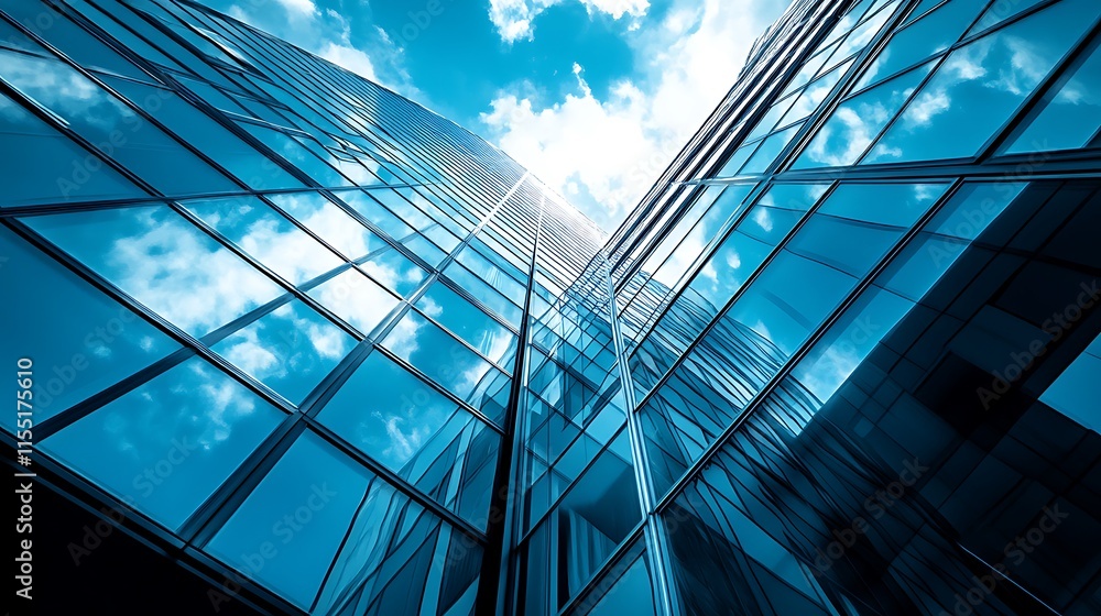 Obraz premium Modern Skyscrapers, Urban Architecture, Business Concept