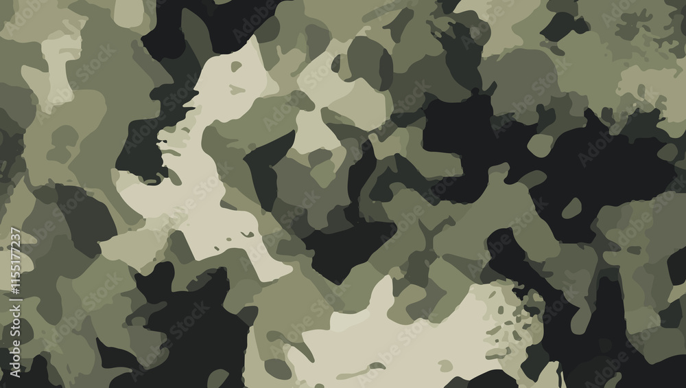 Seamless military camouflage fabric pattern. military camouflage on green, cream, black fabric design. Camouflage pattern cloth texture background. Camouflage army seamless vector pattern for print Seamless military camouflage fabric pattern. military camouflage on green, cream, black fabric design. Camouflage pattern cloth texture background. Camouflage army seamless vector pattern for print
