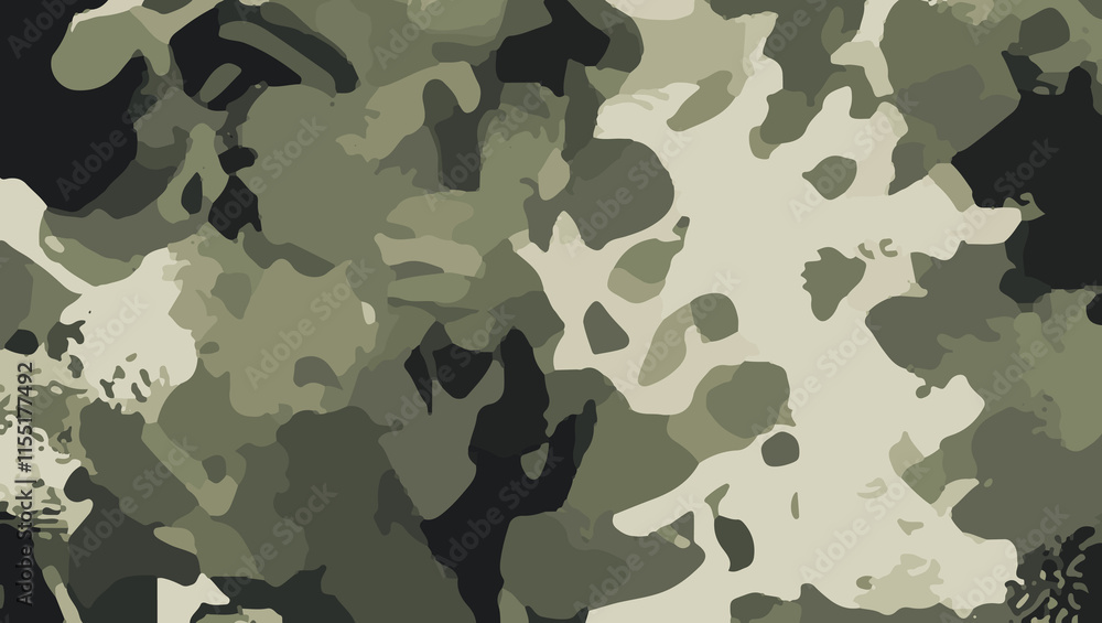 Seamless military camouflage fabric pattern. military camouflage on green, cream, black fabric design. Camouflage pattern cloth texture background. Camouflage army seamless vector pattern for print Seamless military camouflage fabric pattern. military camouflage on green, cream, black fabric design. Camouflage pattern cloth texture background. Camouflage army seamless vector pattern for print