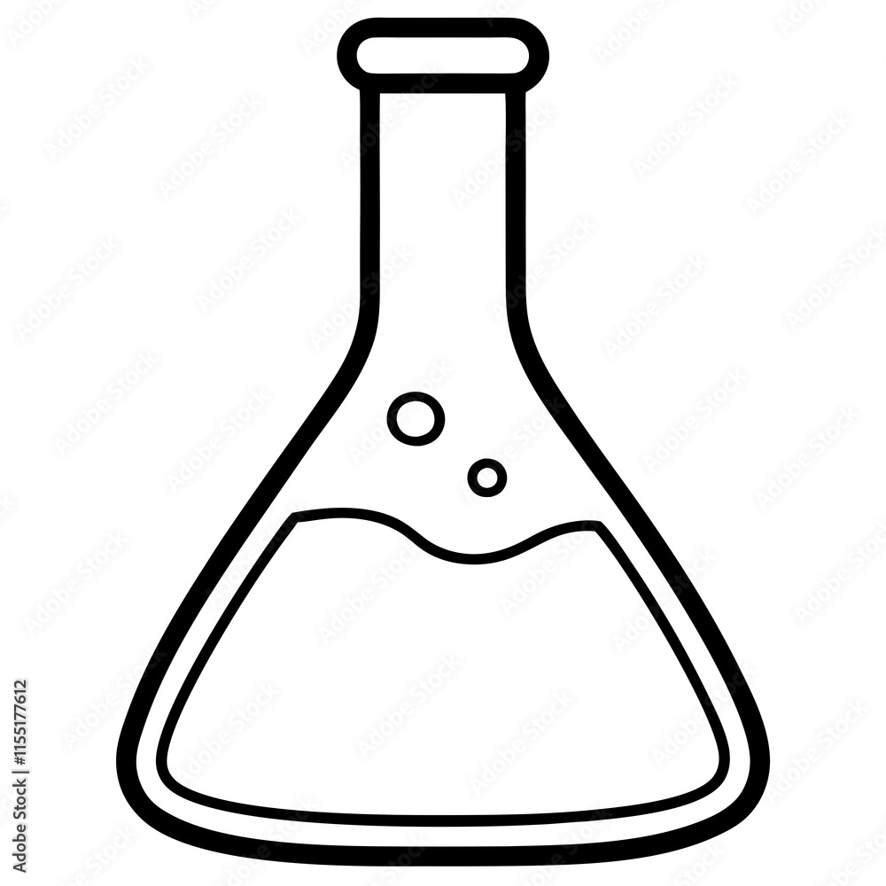 Chemistry Flask Line Art Vector Illustration Chemistry Flask Line Art Vector Illustration
