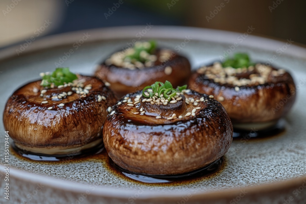 Glazed Mushrooms with Sesame Seeds and Green Onions Glazed Mushrooms with Sesame Seeds and Green Onions
