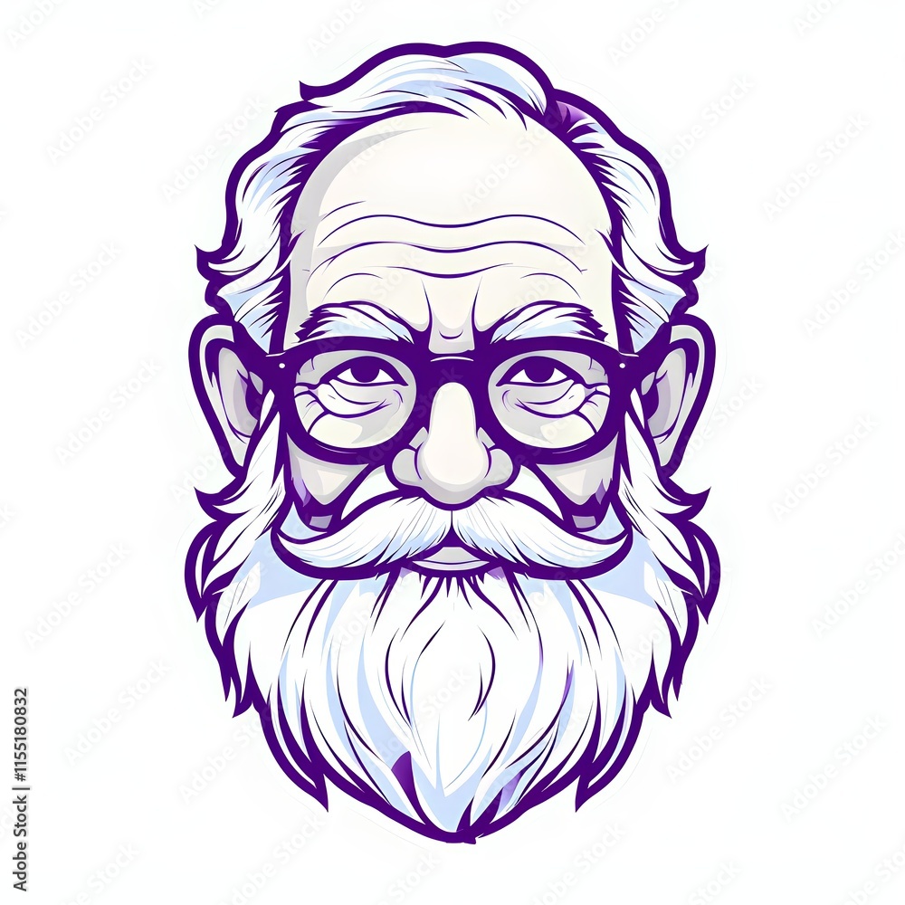 A simple cartoon of an old grandfather with a white background A simple cartoon of an old grandfather with a white background