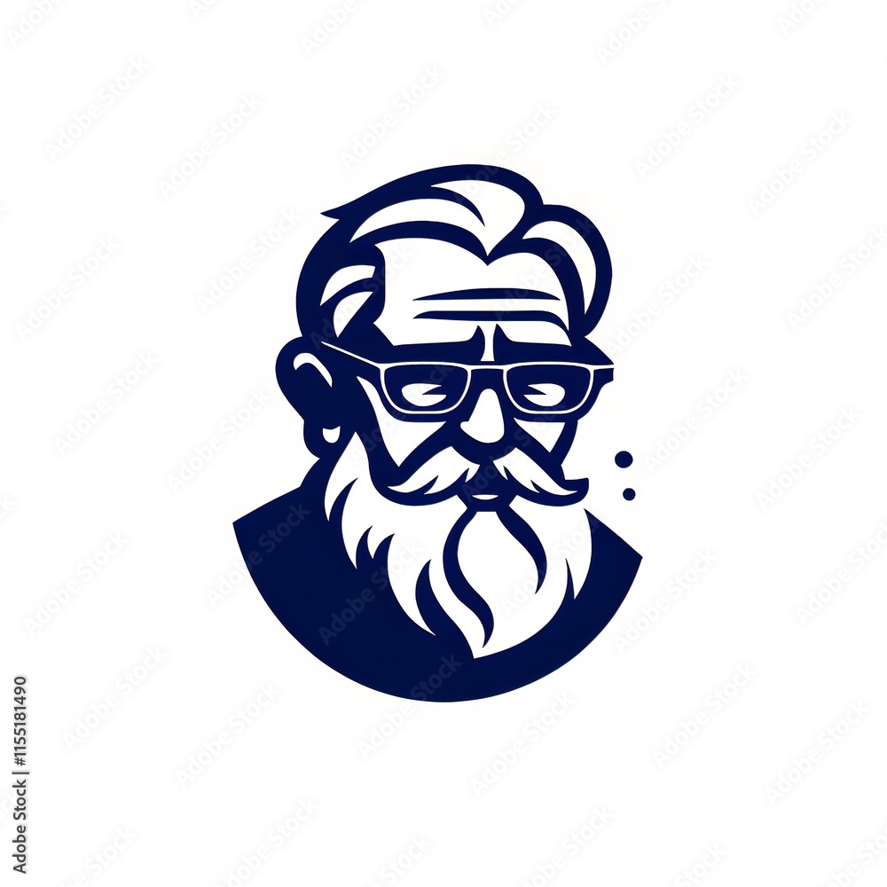Fototapeta premium A simple cartoon of an old grandfather with a white background