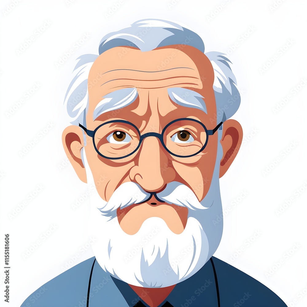 A simple cartoon of an old grandfather with a white background A simple cartoon of an old grandfather with a white background