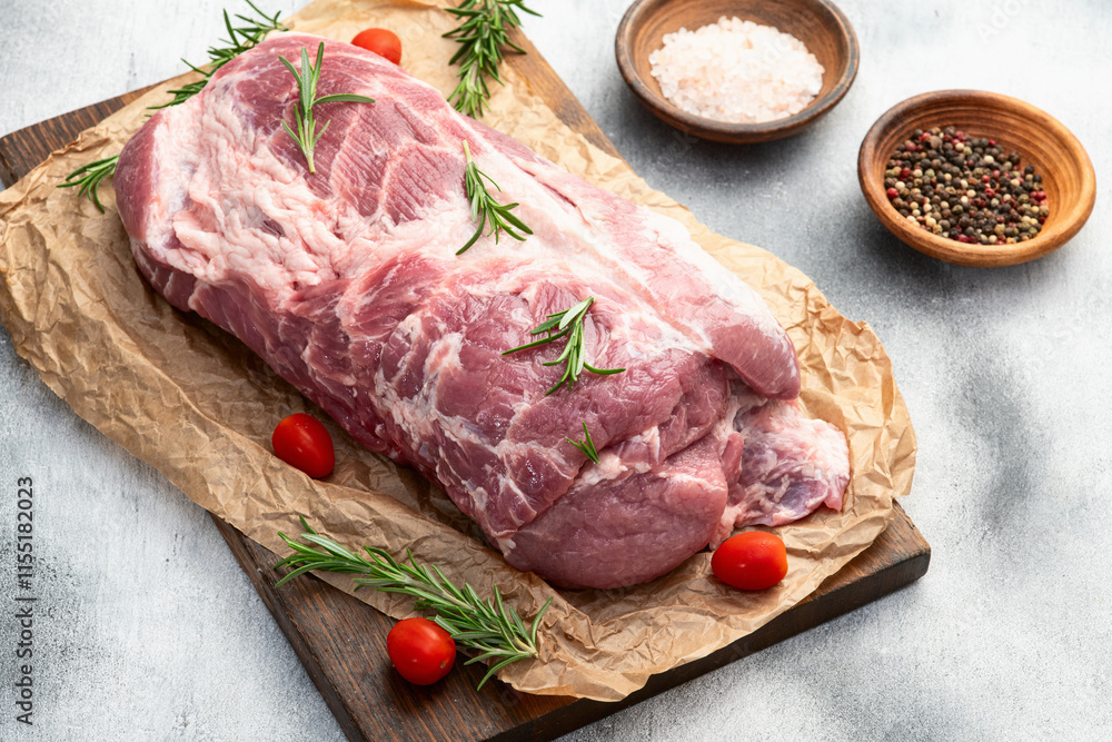 Neck of raw pork meat . Top view Neck of raw pork meat . Top view