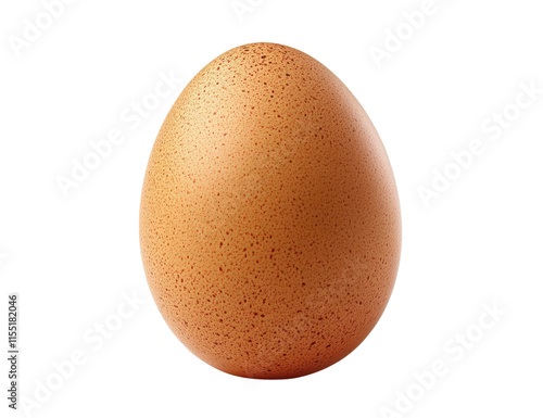 brown speckled chicken egg on white background photo