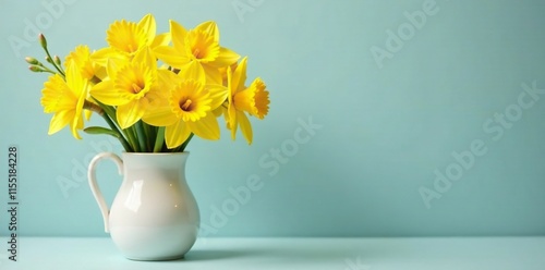 Wallpaper Mural A jug filled with fresh yellow daffodils and branches, bouquet, jug, vase Torontodigital.ca