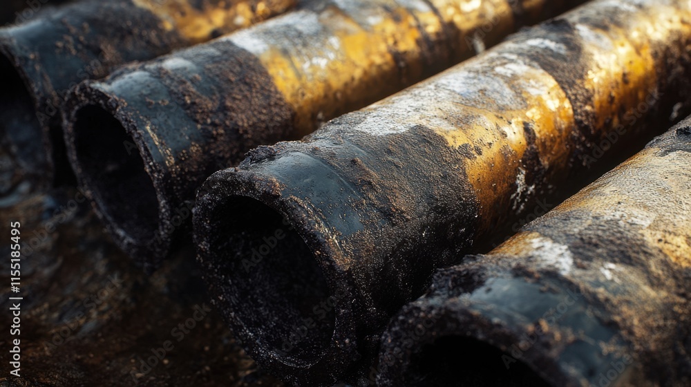 Dirt on Gas Distribution Pipes with Condensation Visible Dirt on Gas Distribution Pipes with Condensation Visible