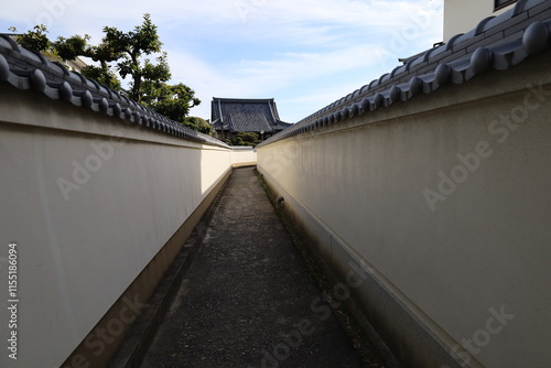 A Japanese temple : the scene of an access to the precincts of Kumeda-dera Temple in Kishiwada City in Osaka Prefecture　 photo