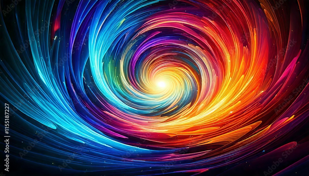 Fototapeta premium Abstract Vortex Swirl of Radiant Colors Cyan, Magenta, and Yellow with a Glowing Center