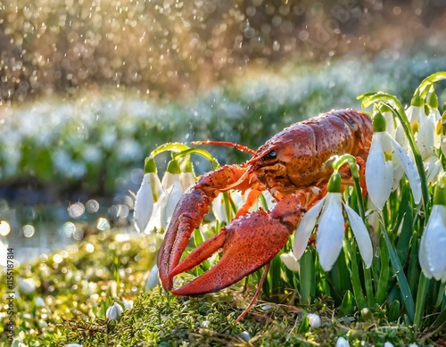 Mit Schneeglöckchen auf einer Wiese photo