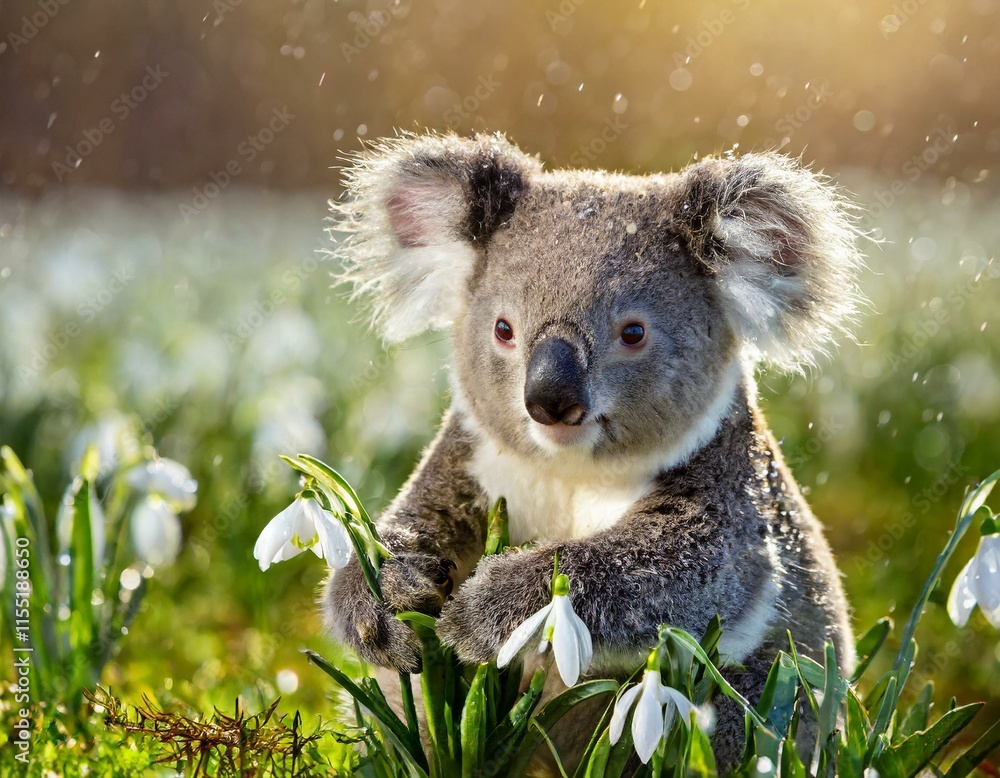 Obraz premium Mit Schneeglöckchen auf einer Wiese