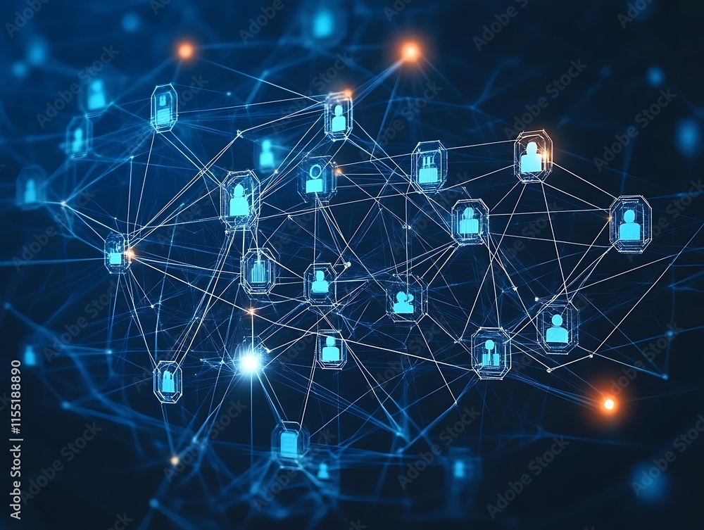 abstract geometric background with many people icons. blue background visualizing social networks or the Internet web. 3d rendering
abstract geometric background with many people icons. blue background visualizing social networks or the Internet web. 3d rendering