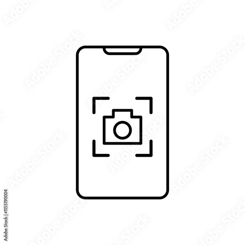 smartphone screen icon with camera, simple flat style, illustration, logo sign symbol pictogram template, for ui or ux isolated on white for mobile app, editable
