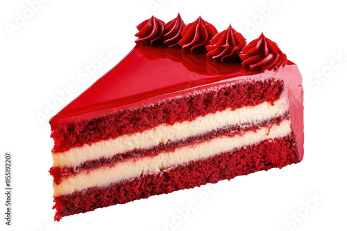 A red cake of slice. isolated on transparent background. photo