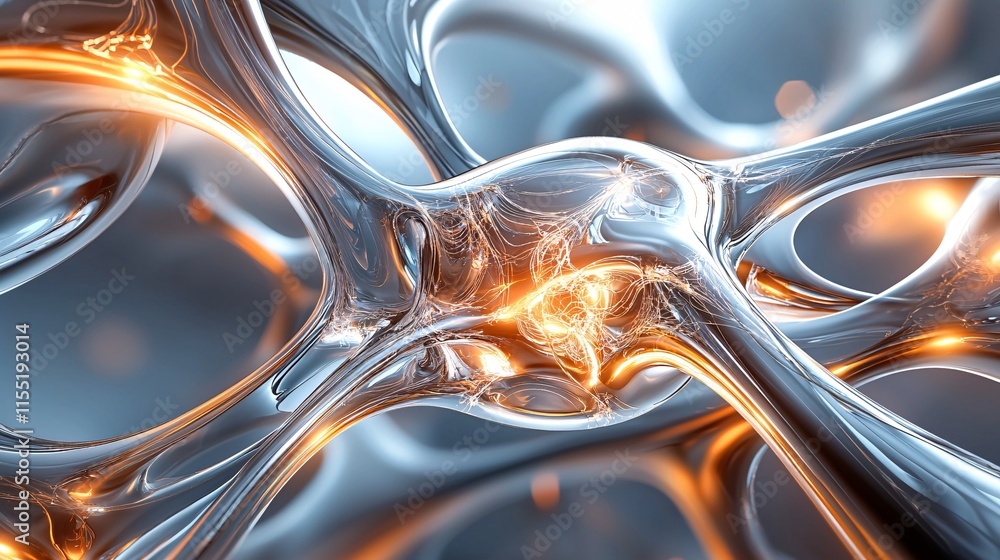 Abstract Fluid Design with Shiny Orange Highlights Abstract Fluid Design with Shiny Orange Highlights