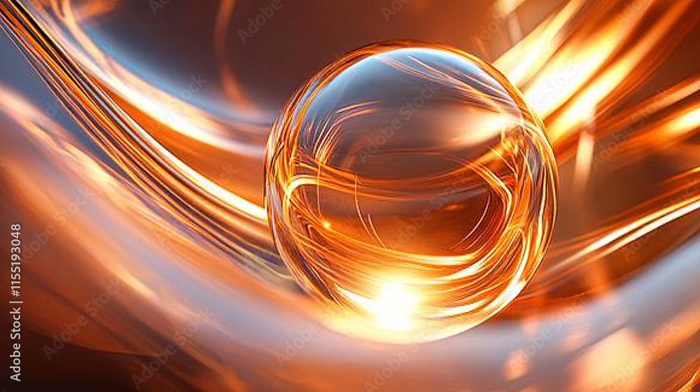 Illuminated Sphere with Flowing Light Trails Illuminated Sphere with Flowing Light Trails