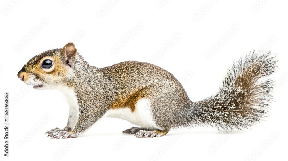 Obraz premium Squirrel side view full body isolate on white background