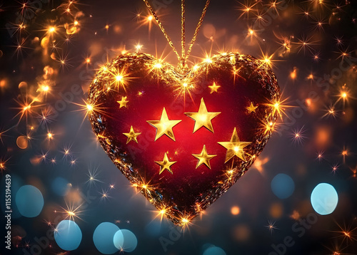 Heart shape with stars symbol of love