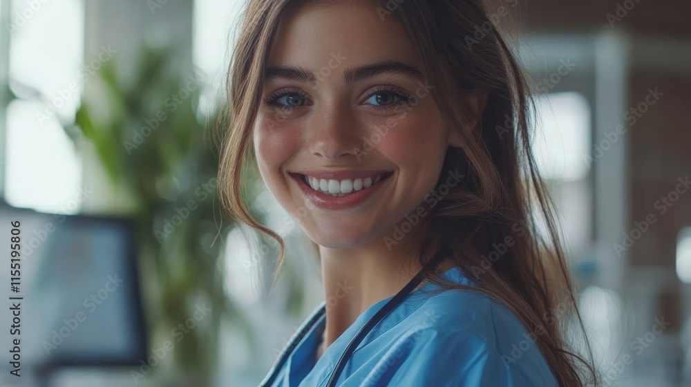 Young female doctor smiling in hospital office Young female doctor smiling in hospital office