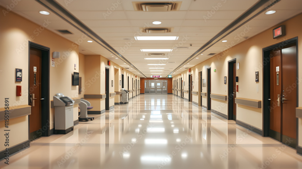 Modern hospital corridor. Generative AI Modern hospital corridor. Generative AI