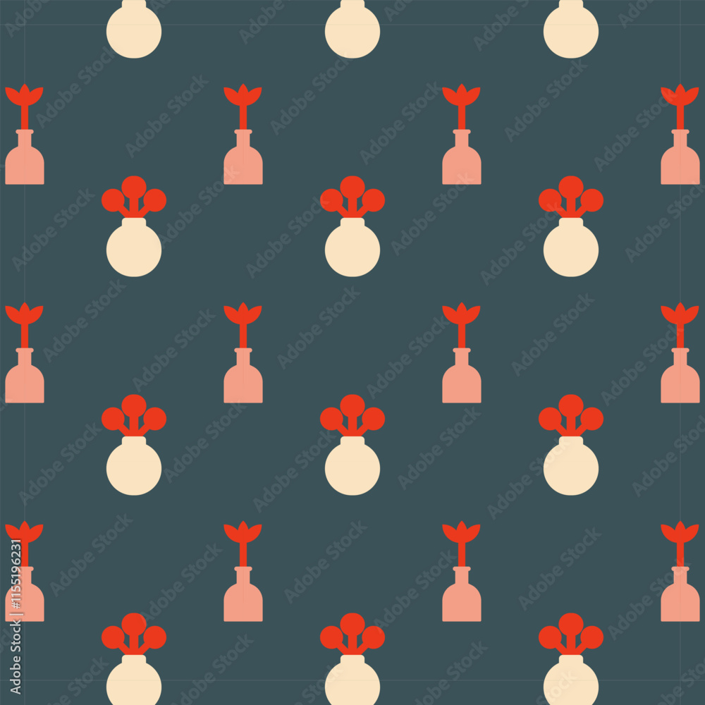 pattern flowers in a pot illustration retro plant colors pattern flowers in a pot illustration retro plant colors