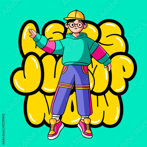 Cartoon comic streetwear typography style illustration