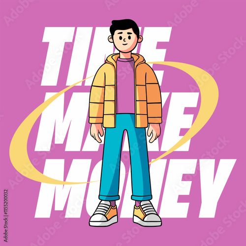 Cartoon comic cool boy streetwear typography illustration