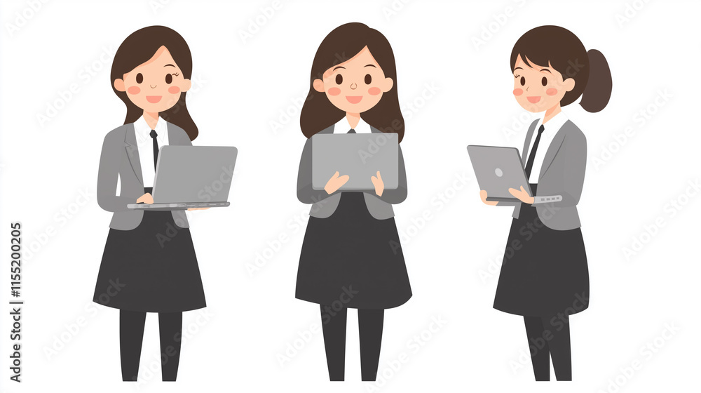 Businesswoman cartoon illustration on white background Businesswoman cartoon illustration on white background