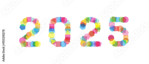 カラフルな図形で作られた2025
2025 made of colorful shapes