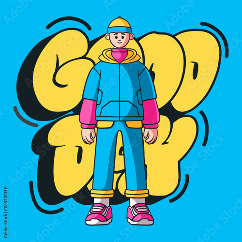 Cartoon comic good day streetwear typography illustration