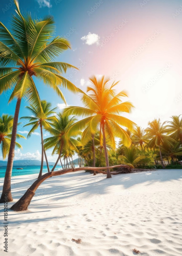 Beautiful beach on tropical island with coconut palm trees and clean sand at clear sunny summer day beach wallpaper summer wallpaper beach background tropical nature Beautiful beach on tropical island with coconut palm trees and clean sand at clear sunny summer day beach wallpaper summer wallpaper beach background tropical nature