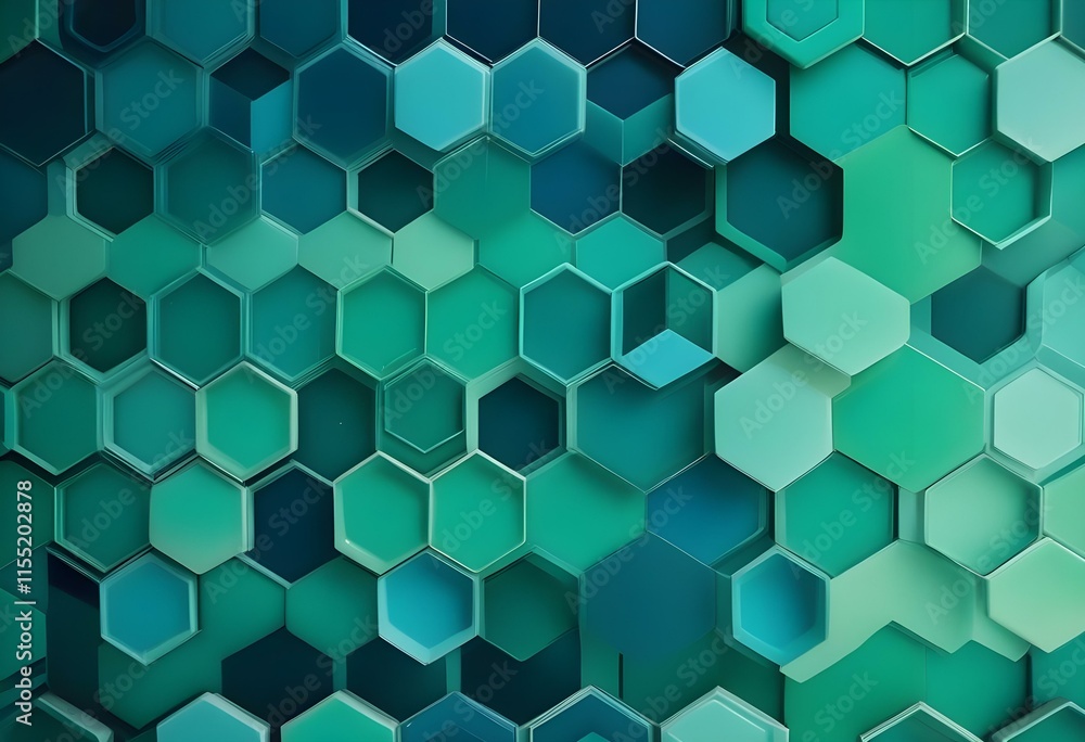 Geometric background with smooth, gradient hexagons in cool greens and blues. Geometric background with smooth, gradient hexagons in cool greens and blues.