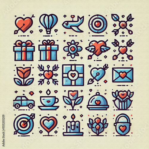 icon, vector, photo, illustration, image, art image, wallpaper, color, unique, Unique icons and symbols for Valentine's gifts