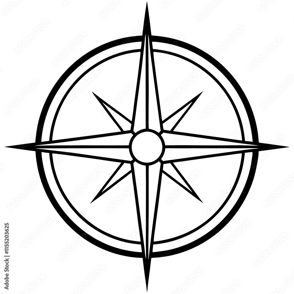 Compass Line Art Vector Design Compass Line Art Vector Design