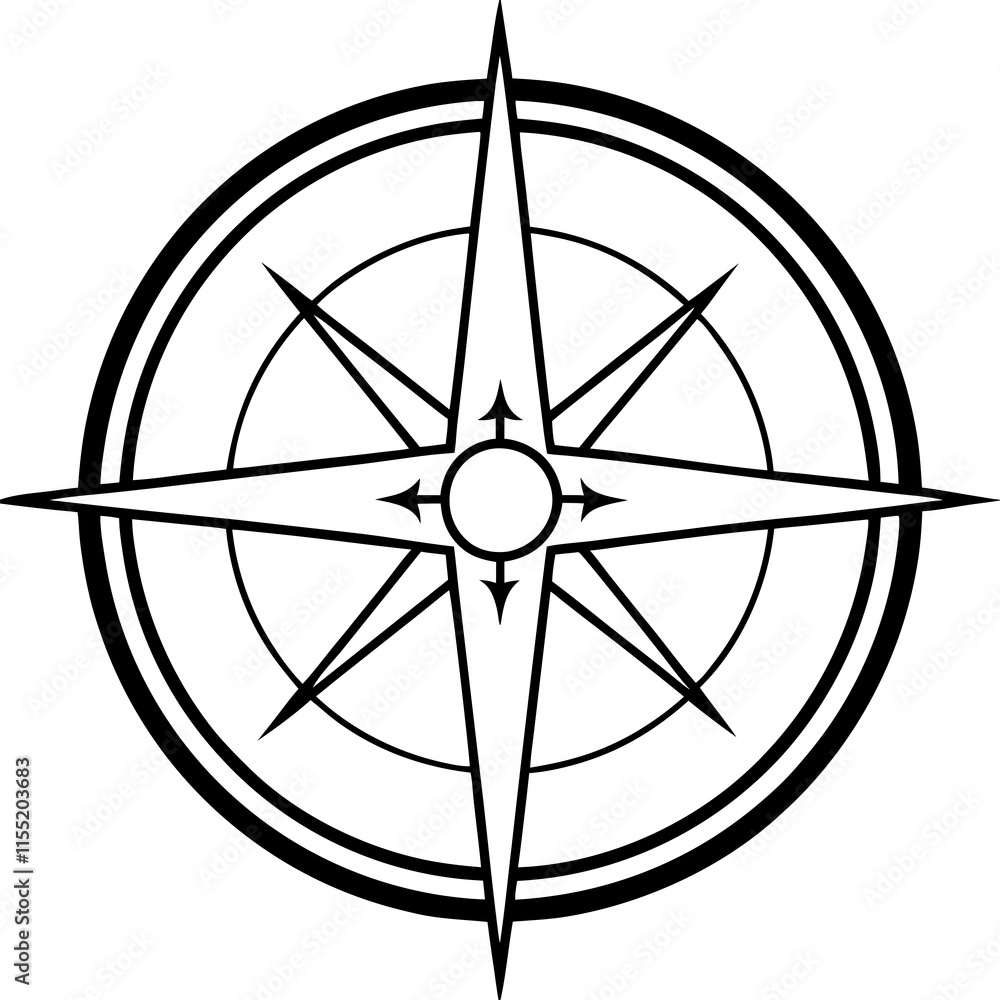 Compass Line Art Vector Design Compass Line Art Vector Design
