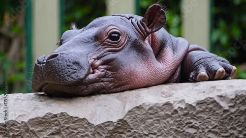 Adorable Baby Hippo Showing Its Playful Side