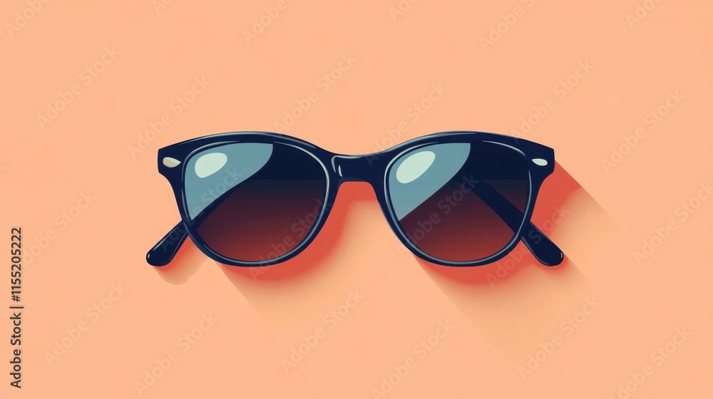 Stylish Black Sunglasses on Plain Background Stylish Black Sunglasses on Plain Background