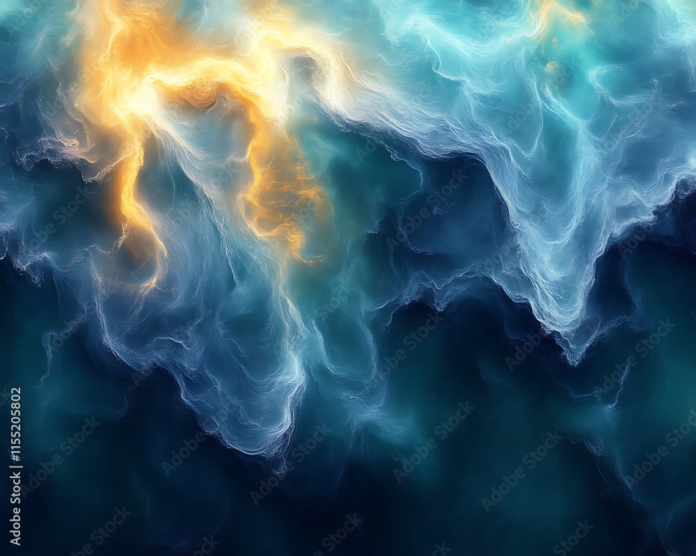 Fototapeta premium Abstract swirling clouds of blue, teal, and orange.