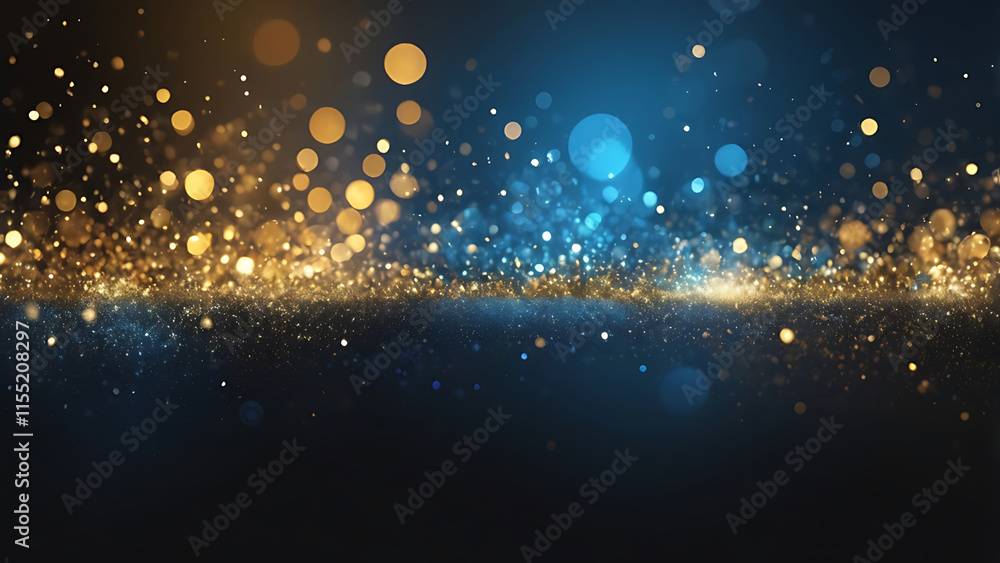 background of abstract glitter lights. blue, gold and black. de focused. banner,shiny, star, decoration, bokeh, glistering, glowing, particle, sparkle, background of abstract glitter lights. blue, gold and black. de focused. banner,shiny, star, decoration, bokeh, glistering, glowing, particle, sparkle,