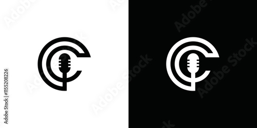 microphone and music vector logo