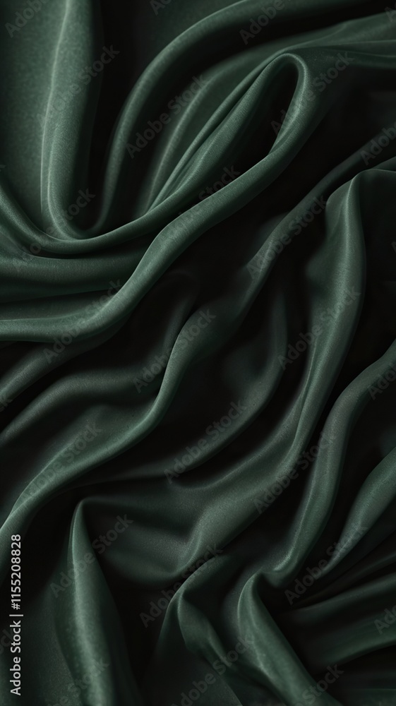 Obraz premium Dark Green Silk Background and Fabric, Luxury Satin and Textile Pattern Fashion, Luxury Backdrop, using generative ai
