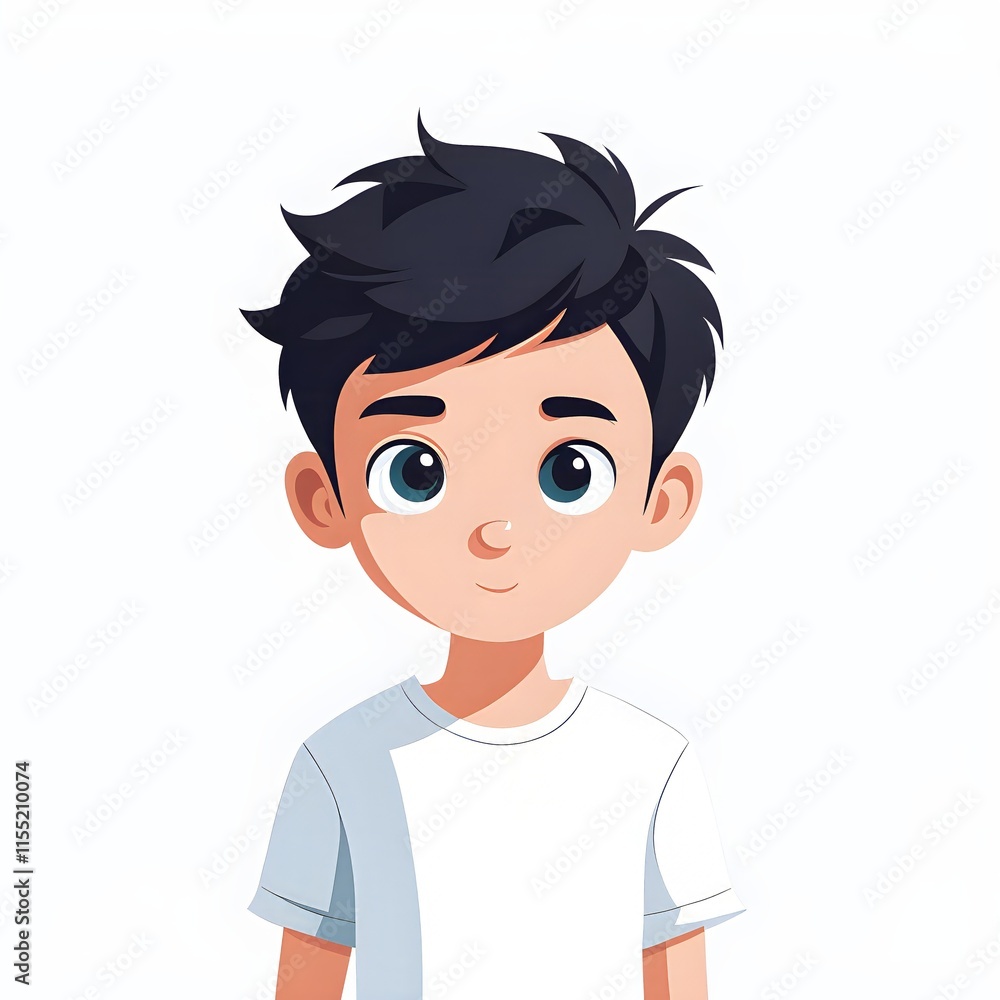 A simple cartoon little cute boy with a white background A simple cartoon little cute boy with a white background