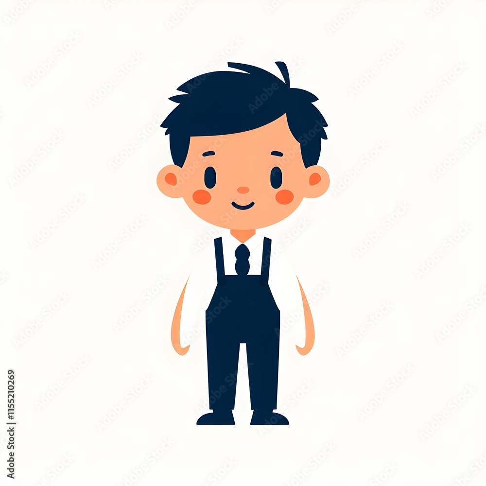 A simple cartoon little cute boy with a white background A simple cartoon little cute boy with a white background