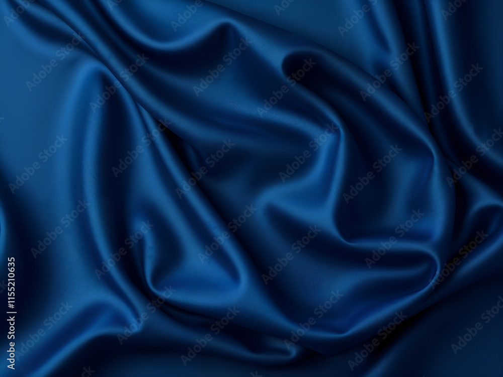 Fototapeta premium Smooth flowing blue silk fabric creating a luxurious and vibrant texture, ideal for fashion, decor, and abstract themes. Generative AI