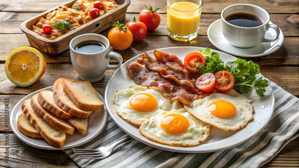 A Bacon and Eggs Breakfast Spread A Bacon and Eggs Breakfast Spread
